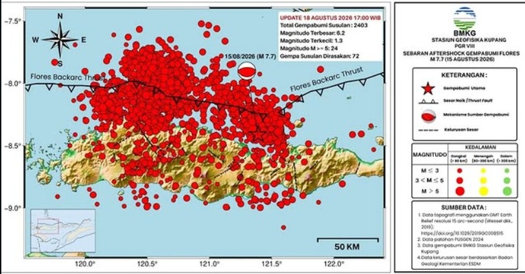 BMKG Prediksi Ribuan Gempa Susulan Potensi Terjadi di NTT