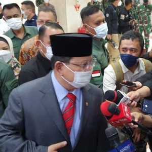 Menteri Pertahanan Prabowo Subianto saat akan menghadiri rapat bersama Komisi I DPR/RMOL