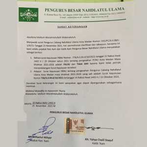 Surat pernyataan Rais Aam KH Miftachul Akhyar dan Khatib Aam PBNU yang menyatakan tanda tangan di SK PCNU Medan dipalsu dan tidak sah/RMOL