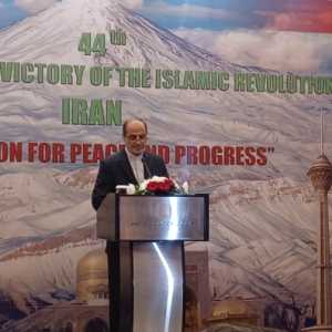 Duta Besar Iran untuk Indonesia Mohammad Azad dalam peringatan 44 tahun kemenangan Revolusi Islam 1979 di Hotel Borobudur, Jakarta pada Jumat, 10 Februari 2023/RMOL