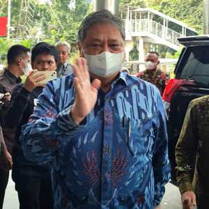 Menko Perekonomian, Airlangga Hartarto, tiba di Gedung Merah Putih KPK untuk penandatanganan komitmen aksi pencegahan korupsi 2023/2024, Rabu (8/3)/RMOL