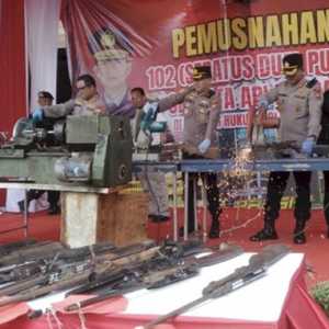 Polda Bengkulu Musnahkan 102 Senpi dari Pengungkapan Home Industri Senjata Rakitan