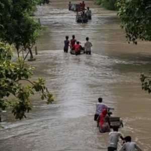 Sungai Yamuna di Delhi, India, pada Kamis pagi 13 Juli 2023 meluap setelah hujan berhari-hari/Net