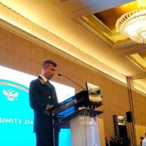 Duta Besar Rusia untuk Indonesia, Sergei Tolchenov saat menyampaikan pidato pembukaan di acara resepsi National Day of Russia yang digelar di Hotel Mulia Senayan, Jakarta pada Senin malam, 4 November 2024/RMOL