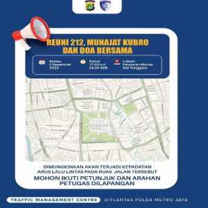 Polda Metro Siapkan Rekayasa Lalu Lintas Jelang Reuni 212 di Monas