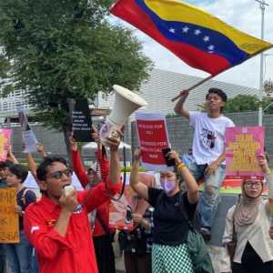 Buruh Geruduk Kedubes AS, Tolak Intervensi Imperialis