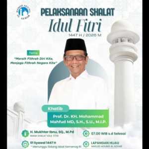 Mahfud MD Akan Jadi Khatib Salat Idulfitri di Masjid Agung Al Azhar