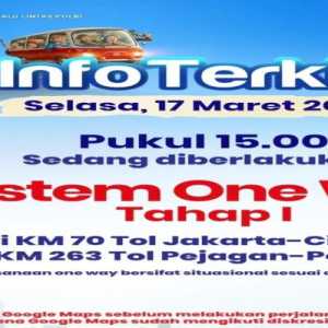 Berlaku One Way Tol Cipali KM 70 Sampai KM 263 Arah Ke Timur