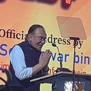 PM Malaysia Anwar Ibrahim di acara Vaisakhi Festival 2026 (Foto: RMOL/Hani Fatunnisa)