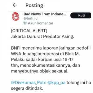 Polda Metro Jaya Selidiki Dugaan Eksploitasi Anak Libatkan WNA Jepang di Blok M