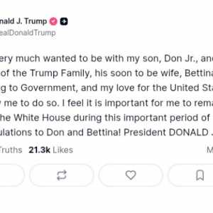 Trump Absen Pesta Pernikahan Anak demi Tugas Negara