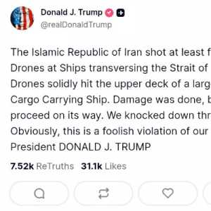 Trump Sebut Iran Lakukan Pelanggaran Bodoh Terkait Gencatan Senjata