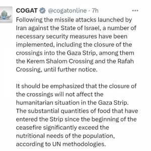 Israel Tutup Perbatasan Gaza Setelah Serangan Rudal Iran