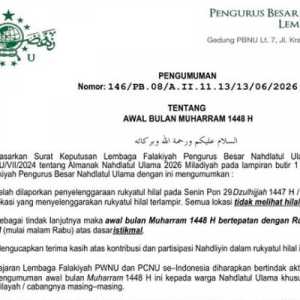 Awal Muharram 1448 H Jatuh pada 17 Juni 2026, LF PBNU Tetapkan Berdasarkan Istikmal