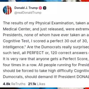 Trump Pamer Rekor Langka: Empat Kali Tes Kognitif, Semua Nilai Sempurna