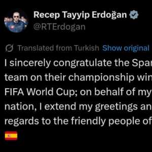 Erdogan Ucapkan Selamat kepada Spanyol Usai Juara Piala Dunia 2026