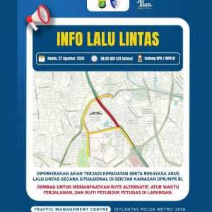 Ada Demo di DPR Hari Ini, Masyarakat Diminta Perhatikan Pengalihan Arus Polisi