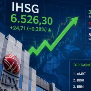 IHSG Naik ke 6.526,30, Saham Mayoritas Menguat
