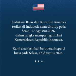 Kedutaan AS Tutup Saat HUT ke-81 RI