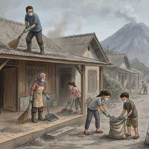 Cara Bersihkan Abu Vulkanik Anak Gunung Krakatau di Rumah dengan Aman