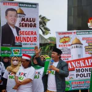 KPK NU Demo di Gedung Merah Putih KPK, Desak Penangkapan Nusron Wahid
