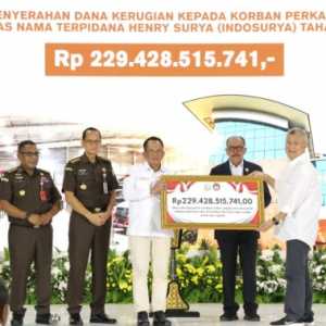 Kejagung Kembalikan Duit Ganti Rugi Korban Indosurya Rp229 Miliar