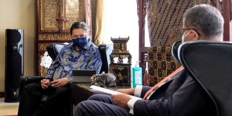 Menko Perekonomian Airlangga Hartarto dan Presiden COP26 Alok Sharma/RMOL