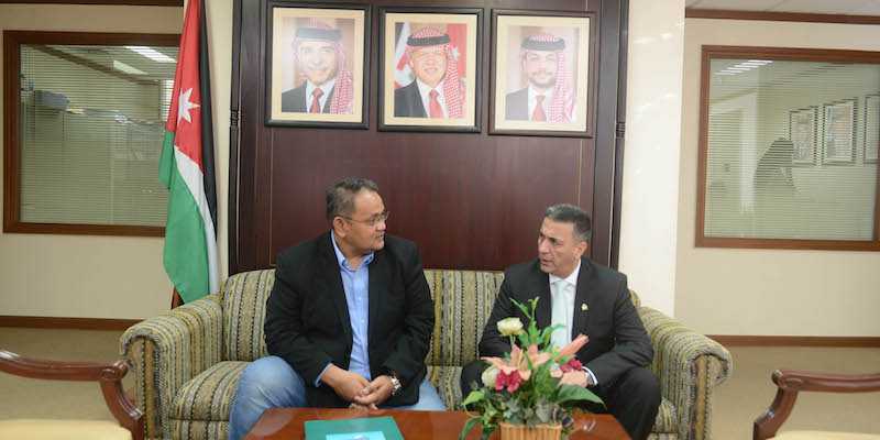 CEO RMOL Network Teguh Santosa (kiri) bersama Dubes Kerajaan Hasyimiyah Yordania, Abdallah Abu Romman/RMOL