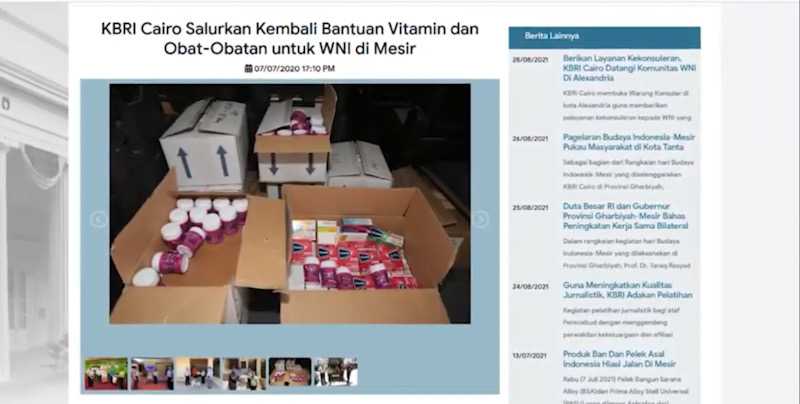 KBRI Mesir bagikan bantuan bagi 10 ribu WNI di Mesir/Repro