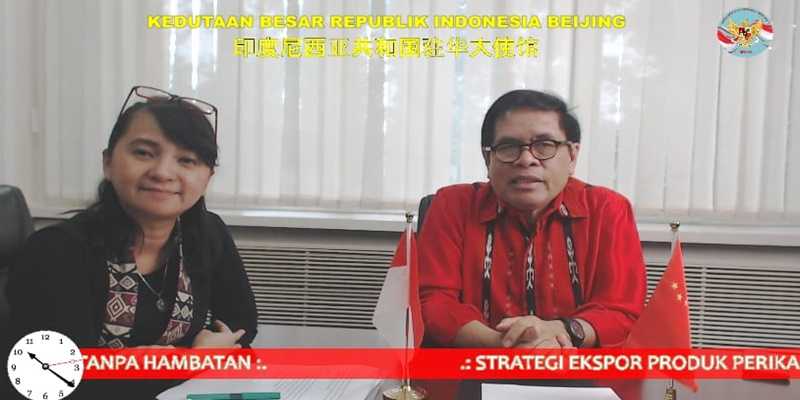 Duta Besar Indonesia untuk Tiongkok, Djauhari Oratmangun, dalam sebuah diskusi virtual mengenai perdagangan Indonesia-Tiongkok/Ist