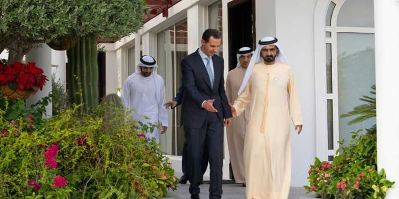 Presiden Suriah Bashar al-Assad disambut oleh Wakil Presiden dan Perdana Menteri UEA Sheikh Mohammed bin Rashid Al-Maktoum, di Dubai/Net