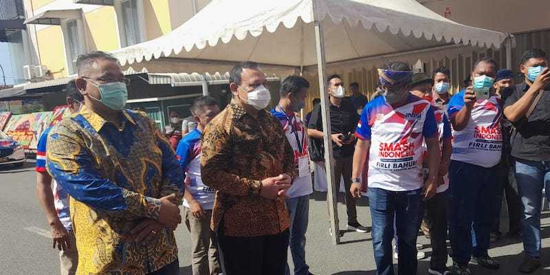 Ketua Komisi Pemberantasan Korupsi (KPK) Firli Bahuri didampingi Ketua Umum Jaringan Media Siber Indonesia (JMSI), Teguh Santosa disambut hangat dalam peresmian Kantor JMSI Kepri/RMOL 