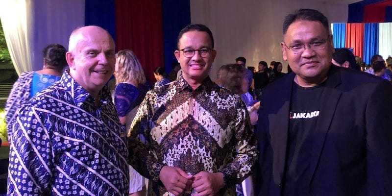 Dari kiri ke kanan: Duta Besar Amerika Serikat Joseph R. Donovan Jr., Gubernur DKI Jakarta Anies Baswedan, dan Teguh Santosa./Ist