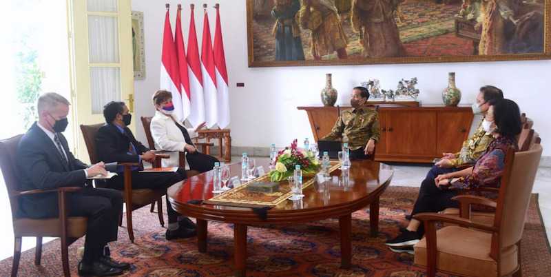 Presiden Jokowi saat terima kedatangan rombongan IMF/Repro
