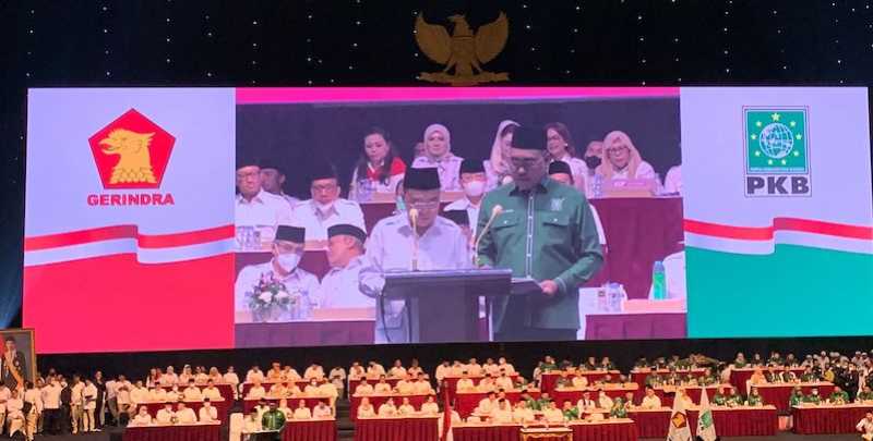 Petinggi PKB dan Gerindra saat menyampaikan komitmen kedua partai/RMOL