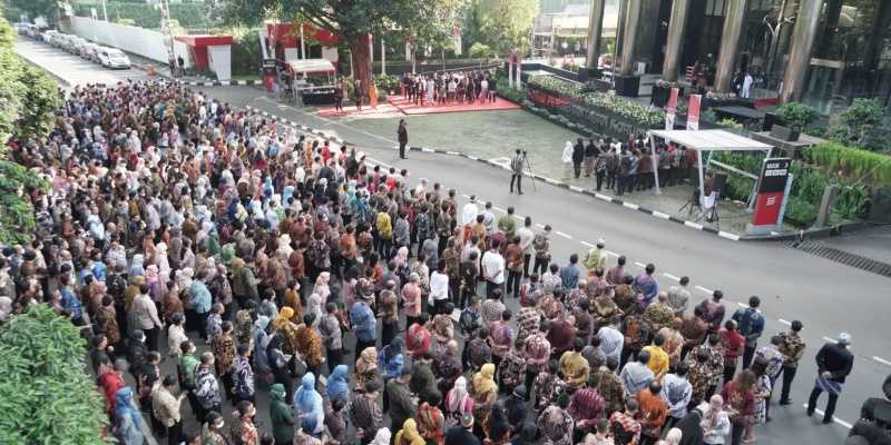 Ratusan pegawai KPK mengikuti upacara Hari Lahir Pancasila di Gedung KPK RI, Jakarta/RMOL