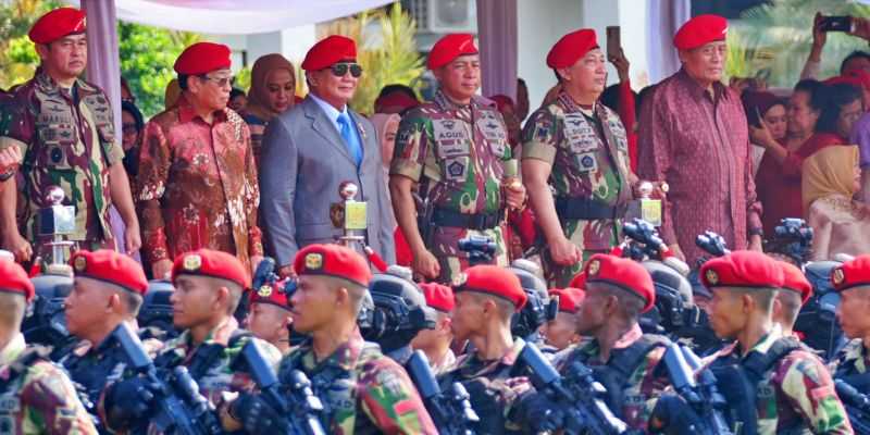 Upacara peringatan Hari Ulang Tahun (HUT) Komando Pasukan Khusus (Kopassus) ke-72, di Lapangan Markas Kopassus Cijantung, Jakarta Timur, Selasa (30/4)/Ist