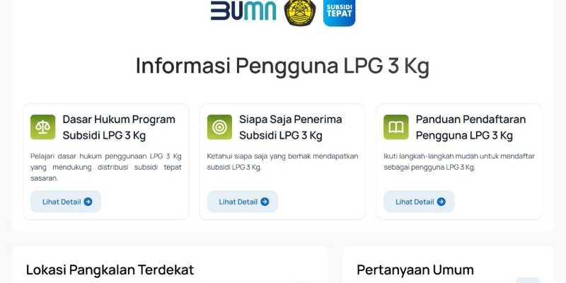 Laman pencarian pangkalan resmi LPG 3 Kg/tangkapan layar