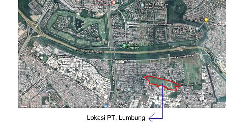 Lokasi PT Lumbung Kencana Sakti berada di tengah PT Mandara Permai (PIK)/Ist