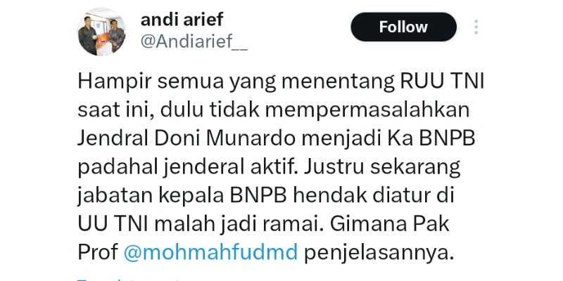 Unggahan Andi Arief di X/Tangkapan layar