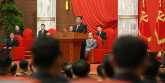 Suasana ketika Kim Jong Un memberikan kuliah di kantor Partai Pekerja Korea/KCNA