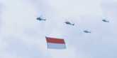 Helikopter pembawa Bendera Merah Putih Raksasa di langit Jakarta/RMOLJakarta