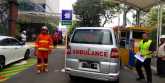 Mobil ambulance untuk evakuasi di 18 Parc Place, Sudirman Central Business District (SCBD), Kebayoran Baru, Jakarta Selatan/RMOL